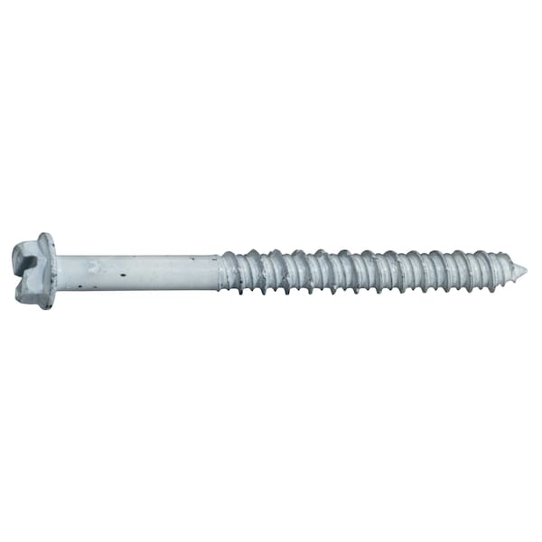 Masonry Screw, 1/4" Dia., Hex, 2 3/4 in L, Steel White Ruspert, 100 PK